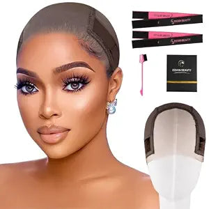 Lace Wig Grip Cap Women: 4x5 Transparent Swiss Lace Front - Non-slip Wig Gripper for Keeping Wigs In Place - Adjustable Elastic Headband Medium Size