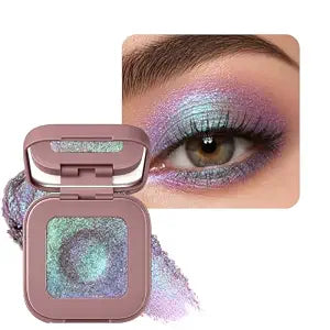BestLand Holographic Mermaid Eyeshadow, Blue Purple Plum Duochrome Multichrome Eyeshadow, Color Shifting Metallic Chrome Single Eye Shadow, High Pigment Shimmer Eye Shadow for Festival Makeup