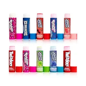 Sweets by Hershey 10 Flavored Lip Balms | Twizzlers, Jolly Rancher, Bubble Yum, Ice Breakers | Cruelty Free