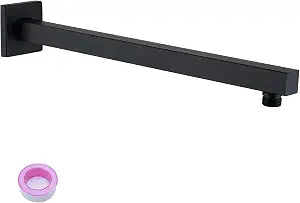Shower Head Extension Arm Black Shower Arm 16 InchSUS304 Stainless Steel Matte Black Shower Extension Rain Shower Head Extender With Flange Replacement Wall Mount Square, SA1-BK