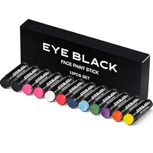 12 PACK EYE BLACK STICK, Anti-Glare Eyeblack For Baseball Football Softball Lacrosse, Sweat-Proof Eye Black Grease Paint, Game Day Sports Fans Accessories, Smooth & Long Lasting