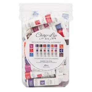 Chap-Lip Lip Balm Vitamin E with Coconut Oil - Lip Moisturizer Treatment - Moisturizing, Soothing, & Refreshing, Total Hydration Treatment & Lip Therapy - Assortment of 6 Refreshing Flavors, 48 Count
