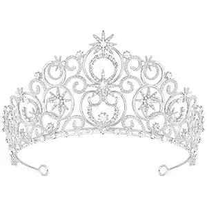 Glinda Sliver Crown for Women, Princess Crystal Tiara Bubble Crown for Birthday Prom Halloween Costume Accessories Wedding