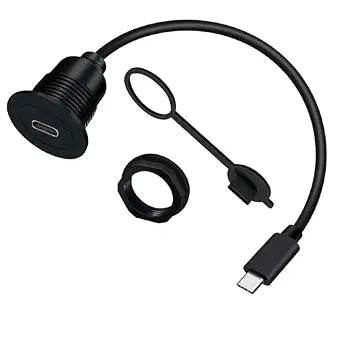 USB C Panel Mount Cable 5Gbps 5V 3A USB C Flush Mount Cable Support Data and Charging for Car, Boat, Motorcycle, Etc (0.3 m/1 ft)