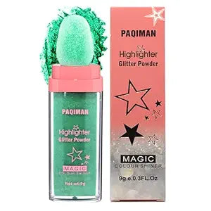 Green Glitter Powder, Sparkling Neon Outfit Party Rave Festival Accessories Body and Face Highlighter Makeup. (04# Green)
