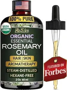 Organic Rosemary Oil for Hair Growth, 2 Fl Oz, 100% Pure Steam Distilled