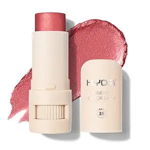 KYDA Mineral Color Balm, SPF 35, Buildable Shimmer Color for Lip and Cheek, Natural Shimmer Cream Blush Stick, Lightweight Blendable, Multiuse Makeup Balm, LOVELY