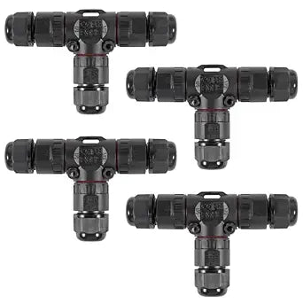 ACEIRMC 4pcs Upgraded Junction Box Outdoor Waterproof IP68, Outdoor 2 Way T Shape Junction Box Electrical Cable Connector for AWG 28-12 Wire Range