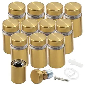 1/2" x 3/4" Sign Standoff Screws, 12 Pcs, Gold Acrylic