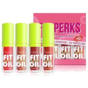 FYEBOO Hydrating Lip Oil, Big Brush Head Glaze Shiny Transparent Glow Oil, Nourishing & Non-sticky Long Lasting Fresh Clear Smooth Care Plumping Oil (Set B)