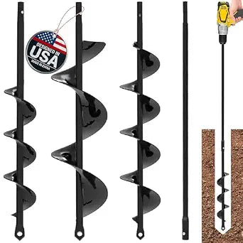Auger Drill Bit for Planting 3 Pack with Extension - 3/8'' Hex Drive Drill