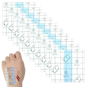 Jeffdad 100 Pcs Makeup Hand Palette Single Use Makeup Mixing Palette Tape Artist Must Cosmetic Transparent Waterproof Tape for Women Supplies(5 * 5cm)