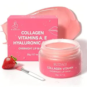 Collagen Lip Mask Overnight, Plumps Fine Lines for Lush Lips 0.7oz