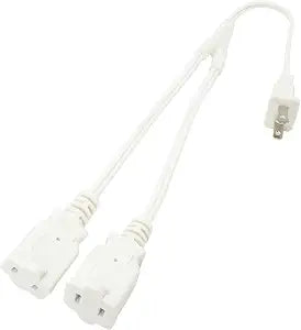 5 FT 2 Prong 1 to 2 Extension Cord Splitter, White Power Cable Splitter