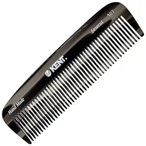 Kent 12T Black Graphite Pocket Comb - Handmade Wide Tooth Hair Comb for Men, Women, and Kids - Travel, Beard, and Mustache Comb - Saw Cut and Hand Polished Made in England