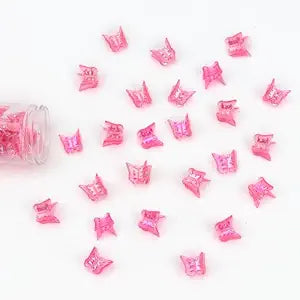 YISSION 60 PCS Bright Pink Iridescent Butterfly Hair Clips, Mini Cute Holographic Hair Barrettes for Women & Girls, Small Hair Accessories for Braids, Party, Daily Styling, Festival Gift