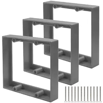 3/4" Double Gang Box Outlet Extender Grey with Screws Pack of 3