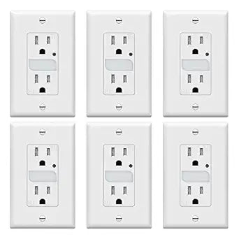 TOPGREENER LED Guide Light Receptacle Night Light Wall Outlet, 6Pack, White