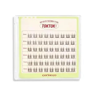 CORINGCO Toktok Hara Light Self Adhesive False Eyelashes, Natural Look, No Glue Needed, Assorted Set of 9/10/11mm, Reusable Lash Clusters Kbeauty - Sharp