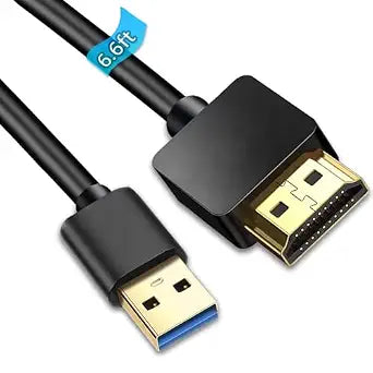 AKWOR USB to HDMI Cable, 6.6FT 1080P Monitor Display Adapter for Windows