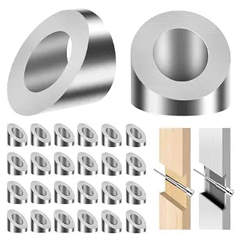 24 Pack Beveled Angle Washers 25/64", 33 Handrail Angle Washer Max for 5/16" Cable Railing Hardware Kit, Marine Grade SST316 Quality for Stair Deck Metal Wood Aluminum End Posts