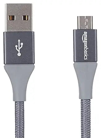 Amazon Basics Micro USB to USB-A 2.0 Fast Charging Cable, Nylon Braided Cord, Android Charger, 480Mbps Transfer Speed, 6 Foot, Dark Gray