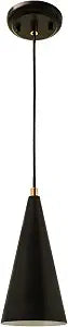Aspen Creative 61156-21, Adjustable Indoor Pendant 1 Light, Matte Black/Warm Brass 2 Tone Finish, 4-3/4" W x 11-1/2" H