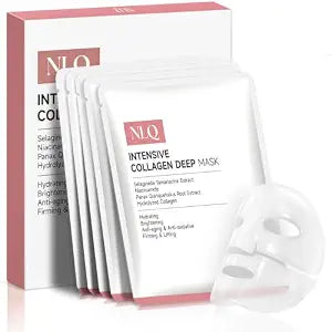NLQ Bio-Collagen Face Mask Overnight Hydrogel Deep Mask - Glass Skin Intensive Hydrating & Firming Pore Refining Anti-Aging Sheet Mask, Skincare Gift for Women (5 Sheets)