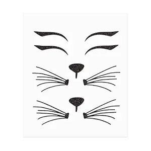 Cat Face Jewels, Glitter Cat Face Tattoo Stickers, Black Cat Whisker Gems, Halloween Costume Accessories for Women and Girls ï¿½