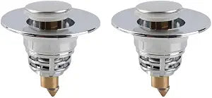 2 Pack Bathroom Sink Stopper Drain Strainer Plug, Copper Stainless Steel, 34-40 mm(1.34-1.57in), Removable Basket Filter for Vanity Sink
