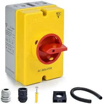 AC Disconnect Switch Box Outdoor 4 Pole 3 Phase AC Isolator Switch, IP66 Waterproof for Motor Generator, Air Conditioning, 120V/240V/480V/690V 32