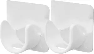 Housoutil No Drill Adhesive Curtain Rod Holder Shower Rod Support Bracket for Wall Mount 2 Pack Easy Paste Installation Retainer for Bathroom Curtain Rods