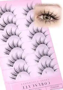 Natural Look Eyelashes Manga Lashes Clear Band False Eyelashes 15mm Lash Strips Aisan Anime Fake Eyelash Look Like Lash Extension Spikes Lashes Wispy by CORUSCATE
