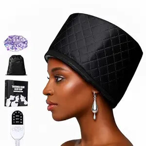 OIYALI-Hair Steamer Cap for Black Hair - Thermal Steam Cap for Deep Conditioning, Portable Heat Cap for Natural Curly Hair Treatment, Adjustable Heating Hair Cap for Home Hair Care