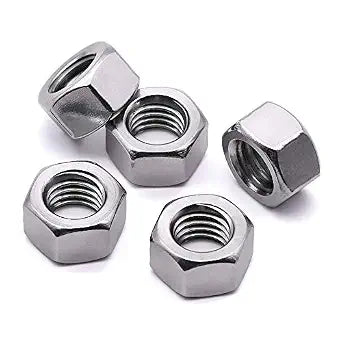 #12-24 Stainless Steel Stainless Steel Finished Hex Nut, 304 Stainless Steel 18-8 Hexagon Nut, Bright Finish, Full Thread, ASME B18.2.2, 50 Pcs