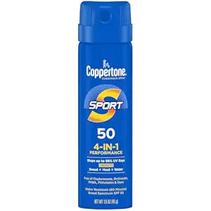 Coppertone SPORT Continuous Sunscreen Spray Broad Spectrum SPF 50 (1.6 Ounce, Travel Size) (Packaging may vary)