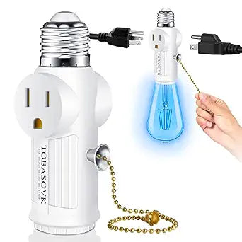 Light Socket Outlet Adapter, Convert E26/27 Bulb Socket to Power Outlet