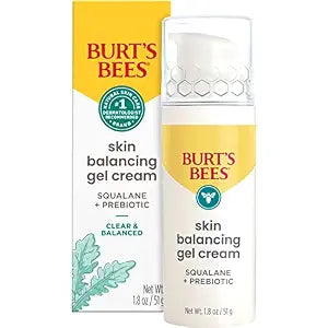 Burt's Bees Clear and Balanced Skin Balancing Gel Cream With Squalane and Prebiotic, Gel Moisturizer for Breakout-Prone Skin, 1.8 oz. Bottle