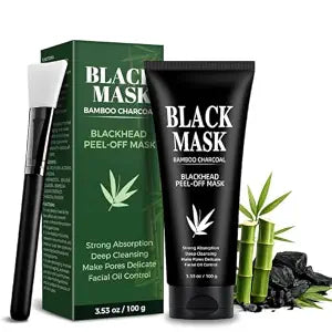 Blackhead Remover Mask, Charcoal Peel Off Face Mask with Brush & Blackhead Remover Tools | Deep Cleansing Dirt, Oil, Smoothing Skin, Shrinking Pores (100g 3.53oz)