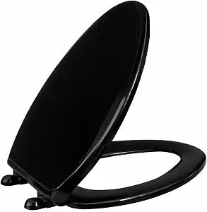 VICAR M-100 Slow Close Elongated Toilet Seat  No Slam Quiet Close, Closed Front, Adjustable Fit, Durable Plastic, Black