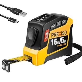 PREXISO 2-in-1 Digital Tape Measure, 16Ft Rechargeable Measuring Tape