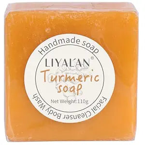 LIYALAN Turmeric Soap Bar for Face Body Smooth Skin,Deep Cleansing, Natural Vegan Handmade Soap Sensitive Skin Formula 3.88 oz x 1bar with a fresh ginger and lemongrass scent