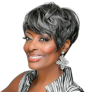 Short Grey Wigs for Black Women Grey Pixie Cut Wig Straight Short Wig