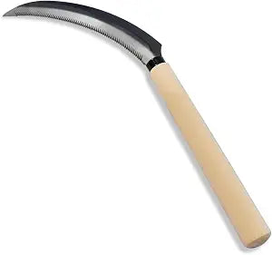 Mini Stainless Steel Serrated Blade, Hand-held Wooden Handle Sickle Tool, Compact and Lightweight -13.78 inches