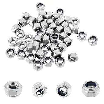 100PCS M5x0.8mm Locknuts Nylon Insert Nut for CNC Machine RC Cars