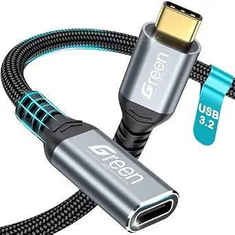 USB C Extension Cable, 1.5Ft 3.3Ft 5Ft 6.6Ft 10Ft, 20Gbps/4K@60Hz Video USB3.2 Ultra-High Speed Transfer USB Type C Extender 240W Fast Charging for iPhone 17 16 15 Pixel PSVR2/Hub/iPad 1.5 FT