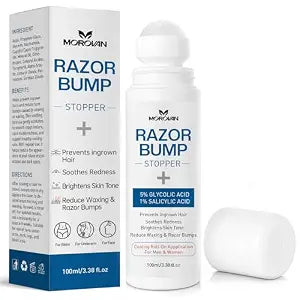 Razor Bumps Ingrown Hair Treatment: 3.38fl.oz Smoothing Solution for Body, Beard & Bikini Area Post Waxing After Shaving Serum for Ingrown Hair & Razor Burn - Women & Men