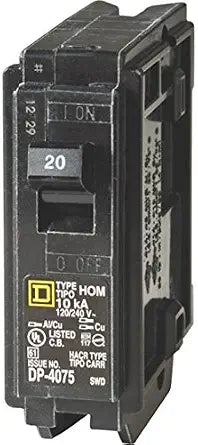 Square D Schneider Electric 20A 1 Pole HO Breaker HOM120C