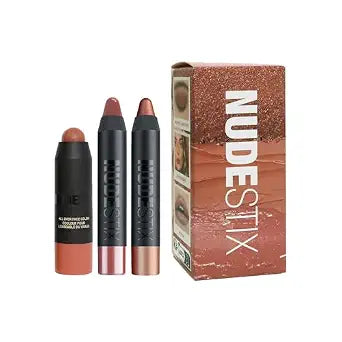 Nudestix Sunkissed Nudes Mini Kit ï¿½ï¿½ï¿½ 3-Piece Cream Blush, Bronzer & Glossy Lip Set for Cheeks, Eyes & Lips | Travel-Size, Multi-Use, Vegan Makeup for a Fresh Beach