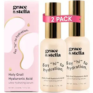 grace & stella Award Winning Hyaluronic Acid Serum (50ml/1.7 fl oz), 2 Pack